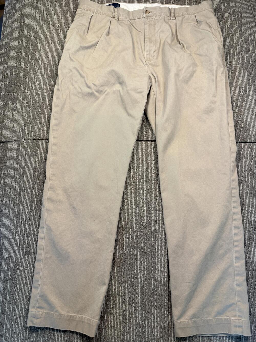 Polo Ralph Lauren Pants Mens 38x32 Beige Ethan Pleated Chino Straight Leg Casual